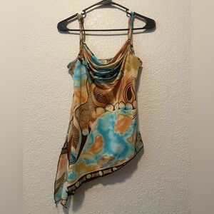 stunning 90s abstract top with cowl neckline